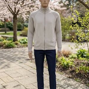 Boss Men's Full-Zip Knit Sweater Light Gray